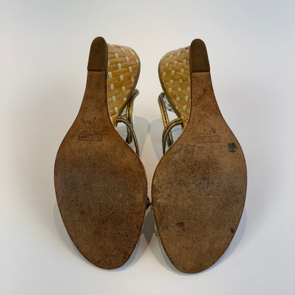 Giuseppe Zanotti Gold Leather & Bamboo Wedge Heels, EU 40 - Picture 7 of 16